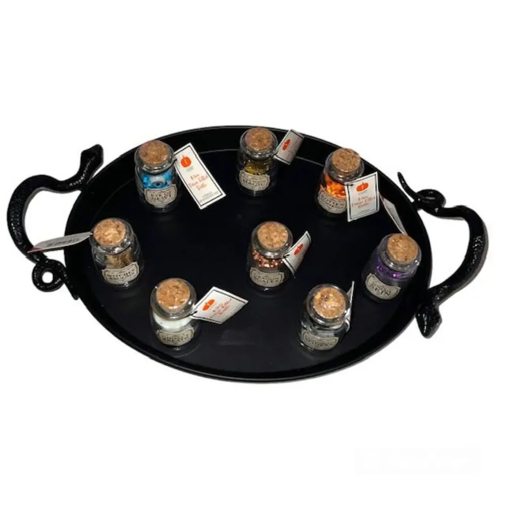 Target 2022 Black Metal Snake Tray w Full Set of 8  Potion Bottles Halloween